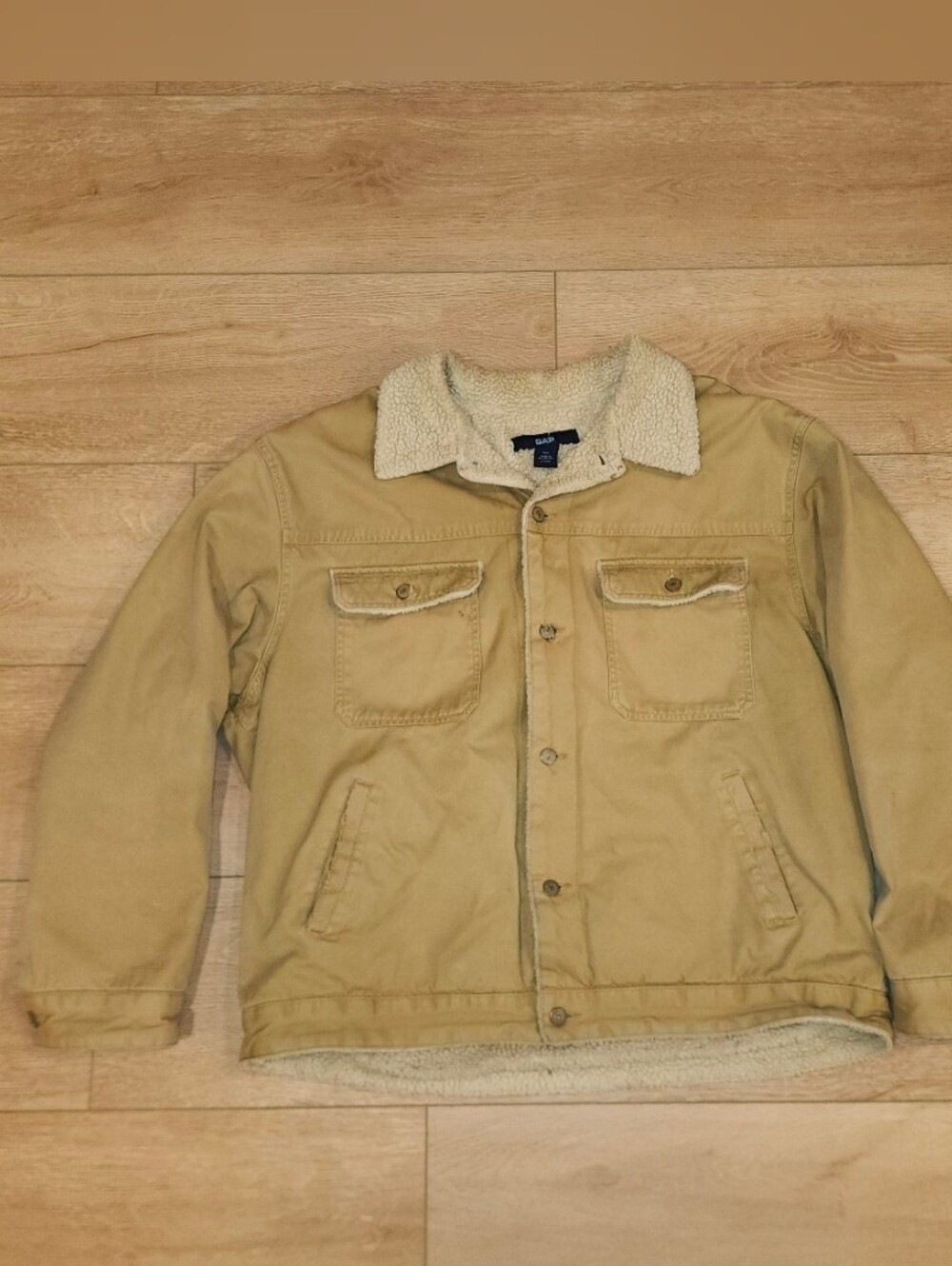 Vintage Y2K Trucker Jacket Sherpa Lined Canvas jacket Mens Size XXl Good Conditi
